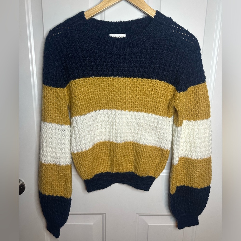 Apricot Chunky Knit Colorblock Sweater
